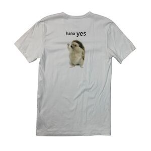 Tesla T Shirt Mens S Small White Cotton Haha Yes Hedgehog Logo Short Sleeve